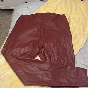 Red leather pants